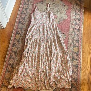 Monteau Pink Floral Tiered Maxi Dress